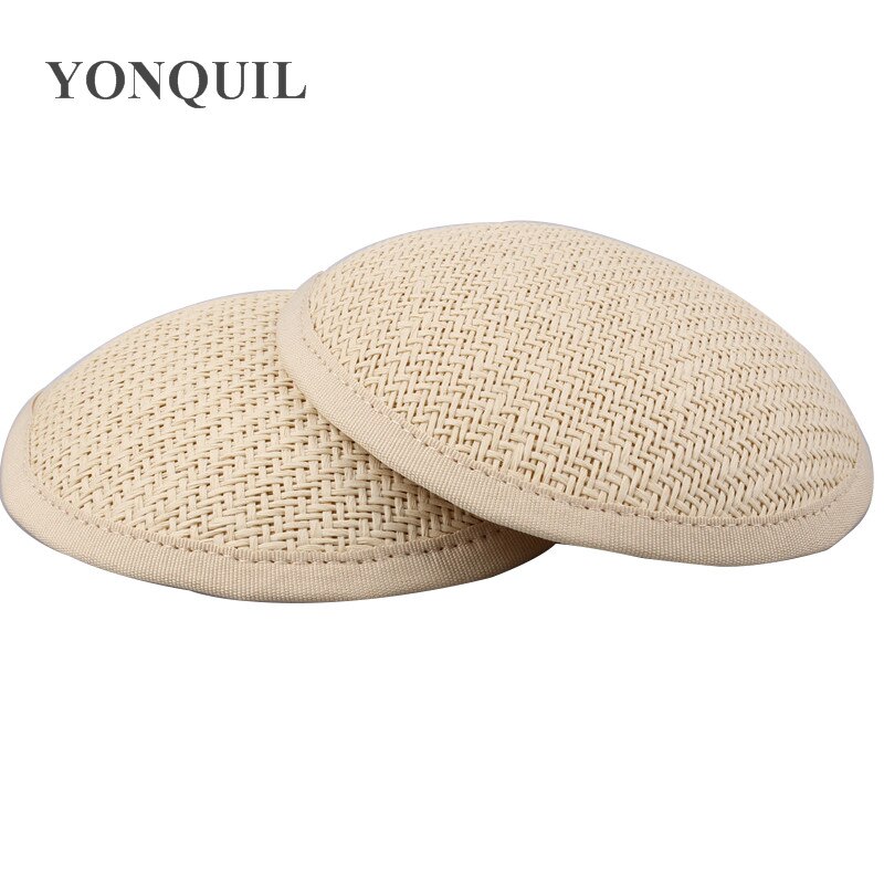 Beige solid 13CM round Imitation Sinamay fascinator base material cap DIY hair accessory millinery decorative Ladies party hat