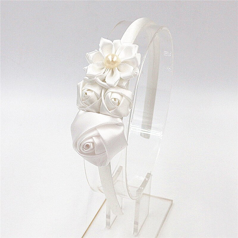 lindo diademas Aro para el pelo Diadema con rosas sombreros la cabeza de las chicas de aro de flores para el pelo Pelo Accesorios: Blanco