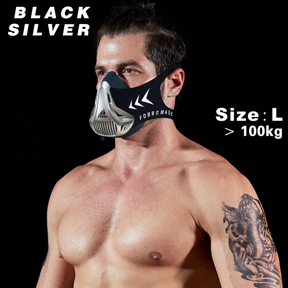 Fitness training sports mask 3.0 sports mask Fitness ,Workout ,Running , Resistance ,Elevation ,Cardio ,Endurance Mask: Black Silver L