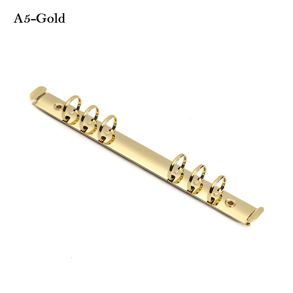 Metal Notebook Binding Hoops Stationery Refillable DIY Ring Binder Clip Loose-leaf Spring Spiral Rings File Folder Accessory: A5-Gold