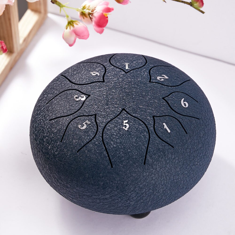 Steel Tongue drum 8 Notes 6 Inches Lotus Style Music Instrument Percussion Hand Pan Drum Tank Hang Drum: Dark blue
