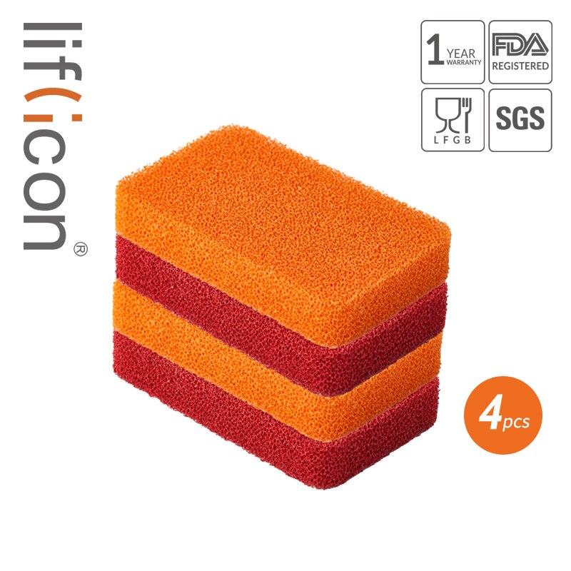 Liflicon silikone skrubber svamp køkkenpotte og opvaskemaskine multifunktionelle vaskeudstyr: 4 stk