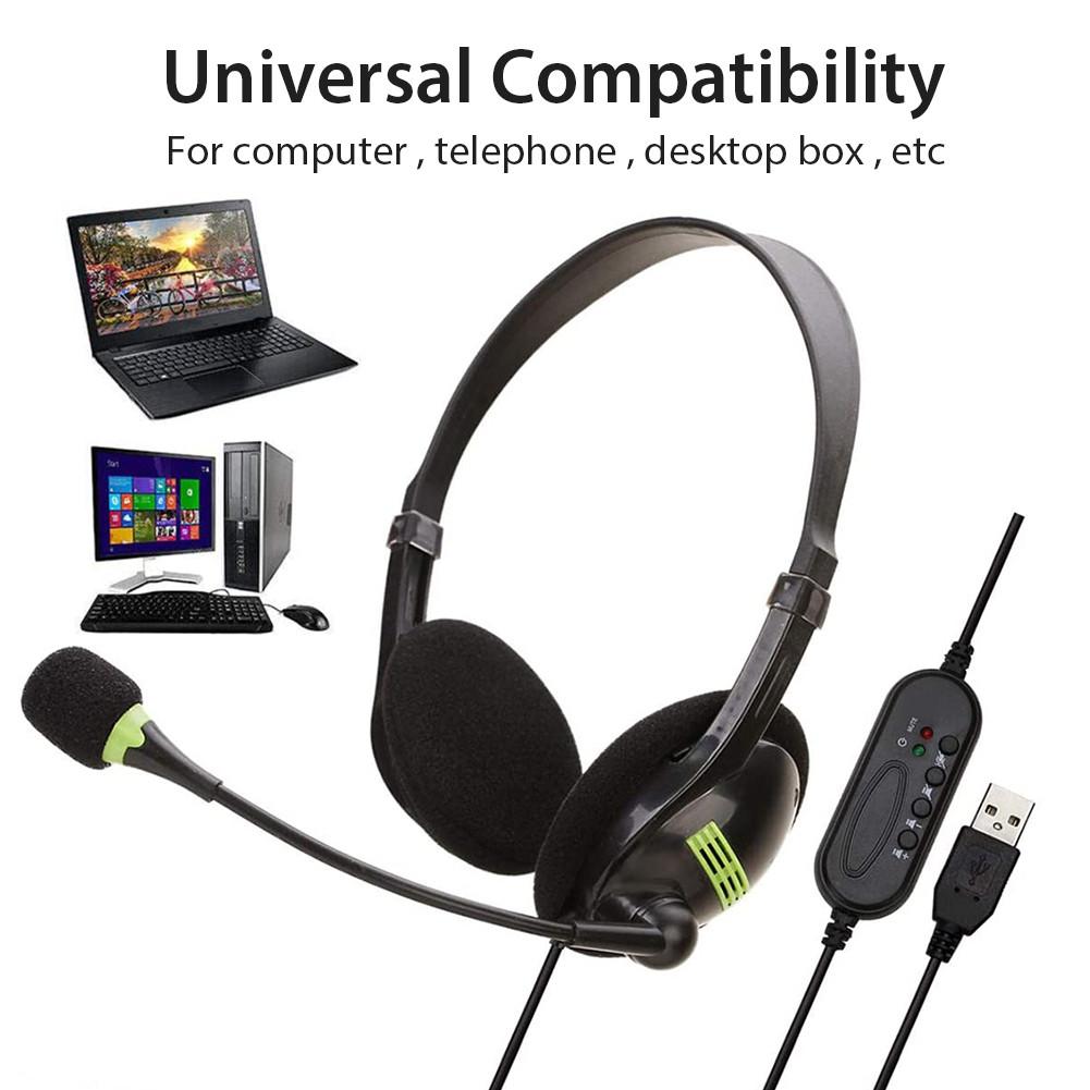 USB Headphone Lightweight Comfortable Headset With Flexible Microphone Universal Accurate Suitable For Computers Laptops