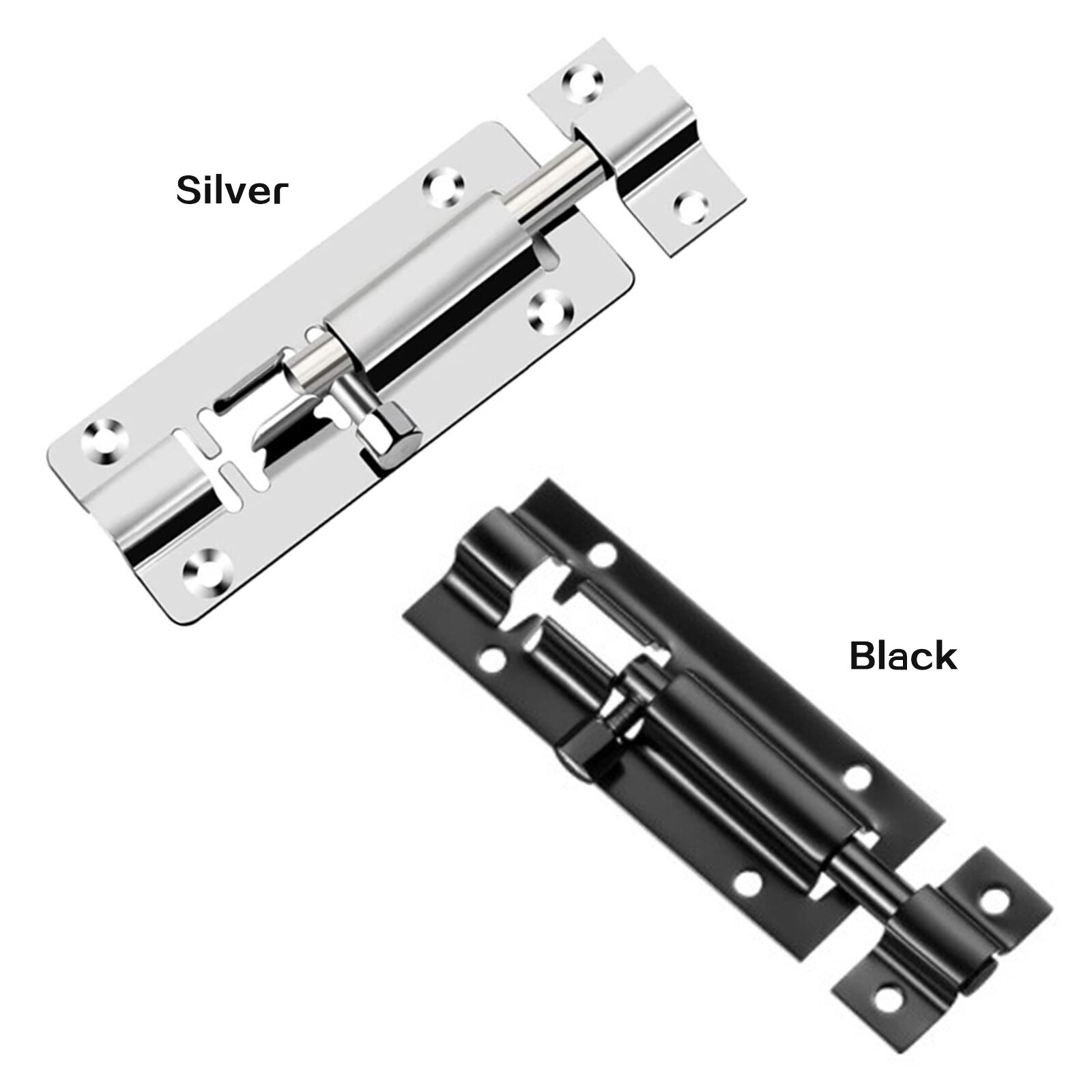 4Pcs Slide Door Latch Lock Stainless Steel Bolt Screws Energized For Drawer cupboard With Screws Door Security Home Improvement