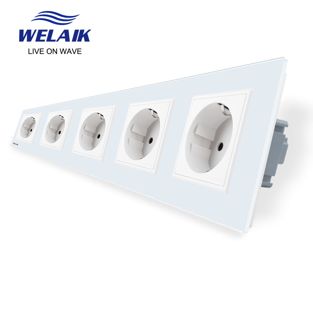 Welaik eurooppalainen standardi 16a pistorasia eu pistorasia 80*80mm 220v pistorasia 16a pistorasia lasipaneeli seinäpistorasia  a18ew
