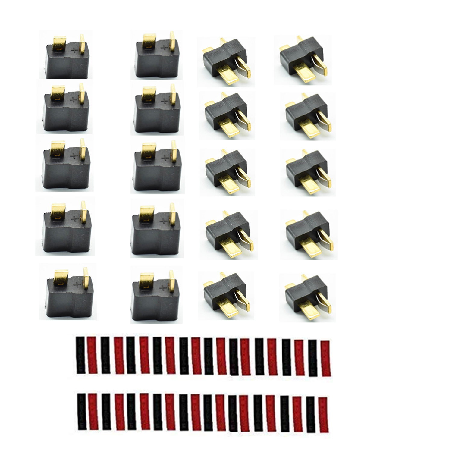 2/5/10 Pairs Rood Zwart Ultra T-Plug Connectors Deans Stijl Mannelijke En Vrouwelijke Met Krimpkous voor Rc Charger Lipo Batterij