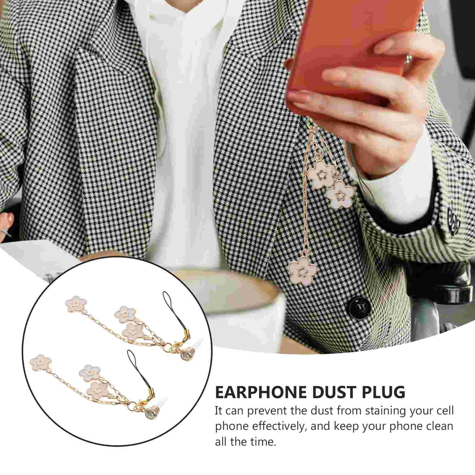 2 pcs delicate earphone jack pendants anti-dust plugs 3.5 mm headphone plugs