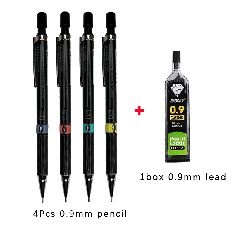 Lápiz mecánico con juego de cables, lápices automáticos para estudiantes con de borrador, suministros de escritura y pintura escolar, 0,3/0,5/0,7/0,9mm: Azul