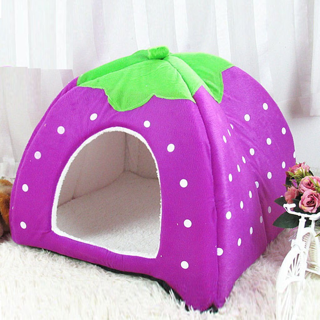Strawberry House Nest Small Pet Animal Guinea Pig Hamster Bed House Nest Winter Warm Squirrel Rabbit Chinchilla Rat Bed: purple / S