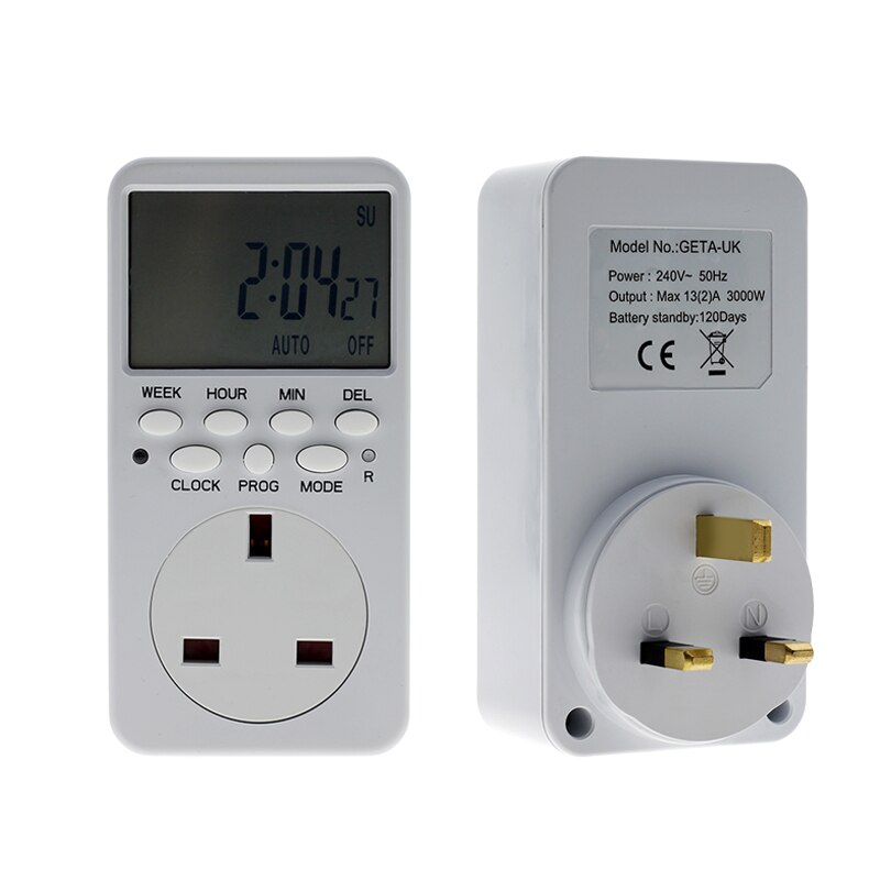 Elektronische digitale tijdschakelaar 220/240v wandladeradapter cyclisch programmeerbaar verlichting dagelijkse tijdsinstelling stopcontact eu/us/uk stekker.