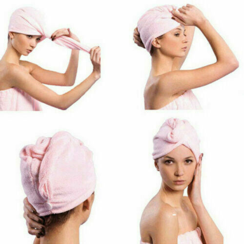 Hurtigtørrende hårhåndklædehætte hurtigtørrende hårhåndklæde tyk absorberende badekåbe hurtigt ensfarvet håndklæde