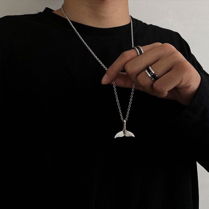 Delfin svans hänge choker halsband för kvinnor män smycken halsband 19334: Länkkedja