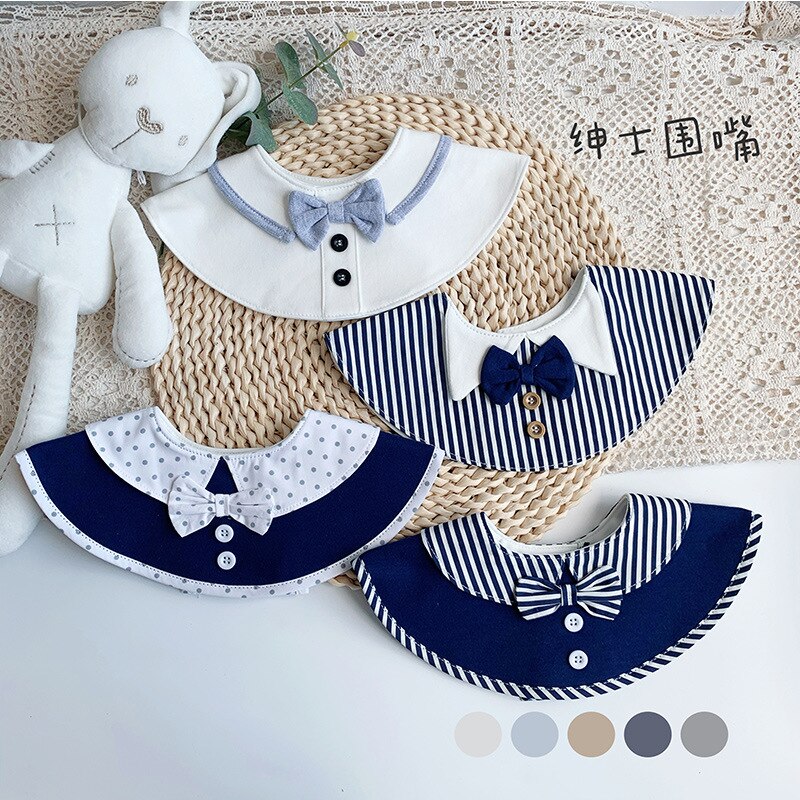 Bavoir en coton pour bébé, joli nœud papillon, serviette de salive pour garçons et messieurs, col en dentelle pour filles