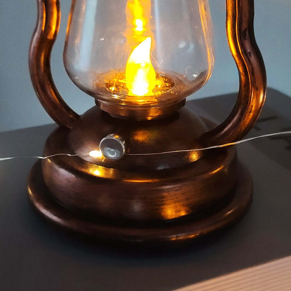 Retro sol petroleumslampe led hestelampe udendørs bærbar opladningscampinglampe