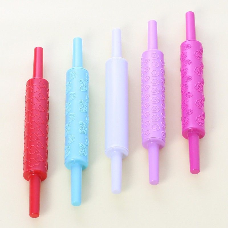 25x3cm Mini Embossing Rolling Pin Baking Cookies Biscuit Fondant Taart Deeg Gegraveerde Roller Rendier Vlinder Bloemen Patroon