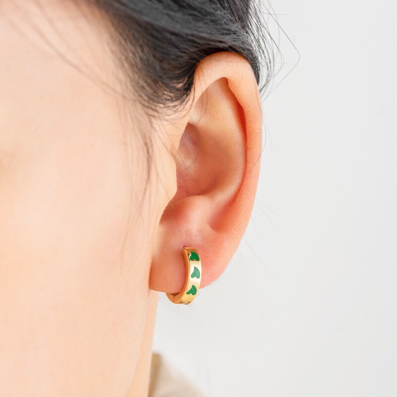 Sipengjel 6 Stuk Glossy Metalen Kleine Oorringen Set Kleurrijke Liefde Hart Gouden Oor Gesp Oorbellen Voor Vrouwen Sieraden