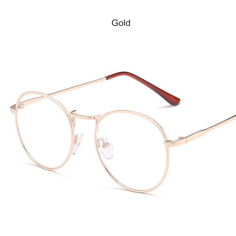 Vintage Metalen Brillen Anti-Blauw Licht Vrouwen Optiek Bijziendheid Bril Klassieke Mode Ronde Frame Bril Computer Mannen: Goud