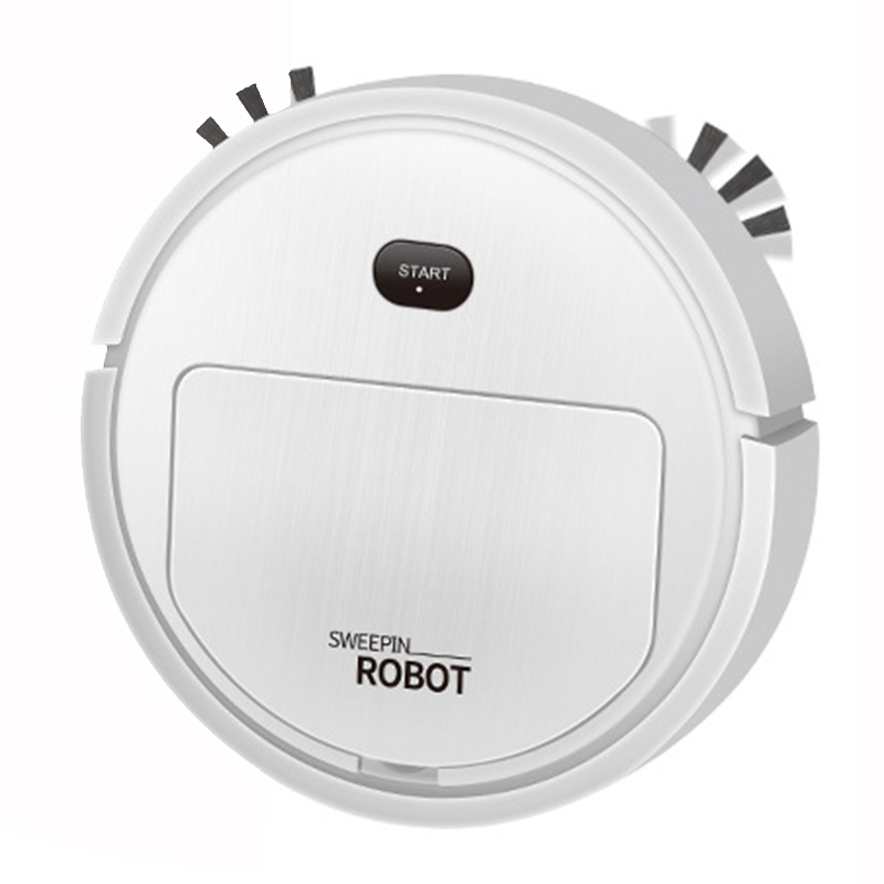 Robot Vacuum Cleaner with Edge Brush &amp; Mist Spraying USB Chargeable Automatic Floor Cleaning Household Cleaning Tools PR: Spray VersionWhite