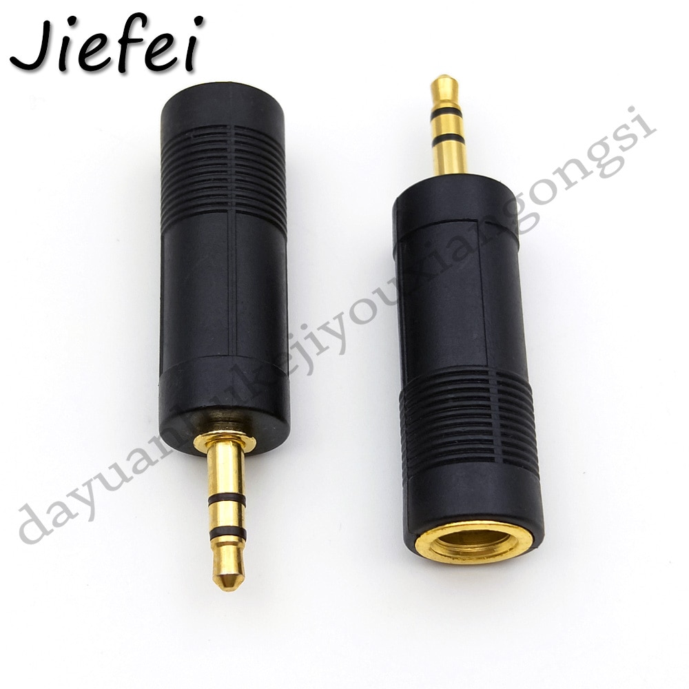 1PCS gold 1/8 "3.5mm Stereo Jack Plug naar 1/4" 6.3mm TRS Converter Audio Adapter microfoon Connector