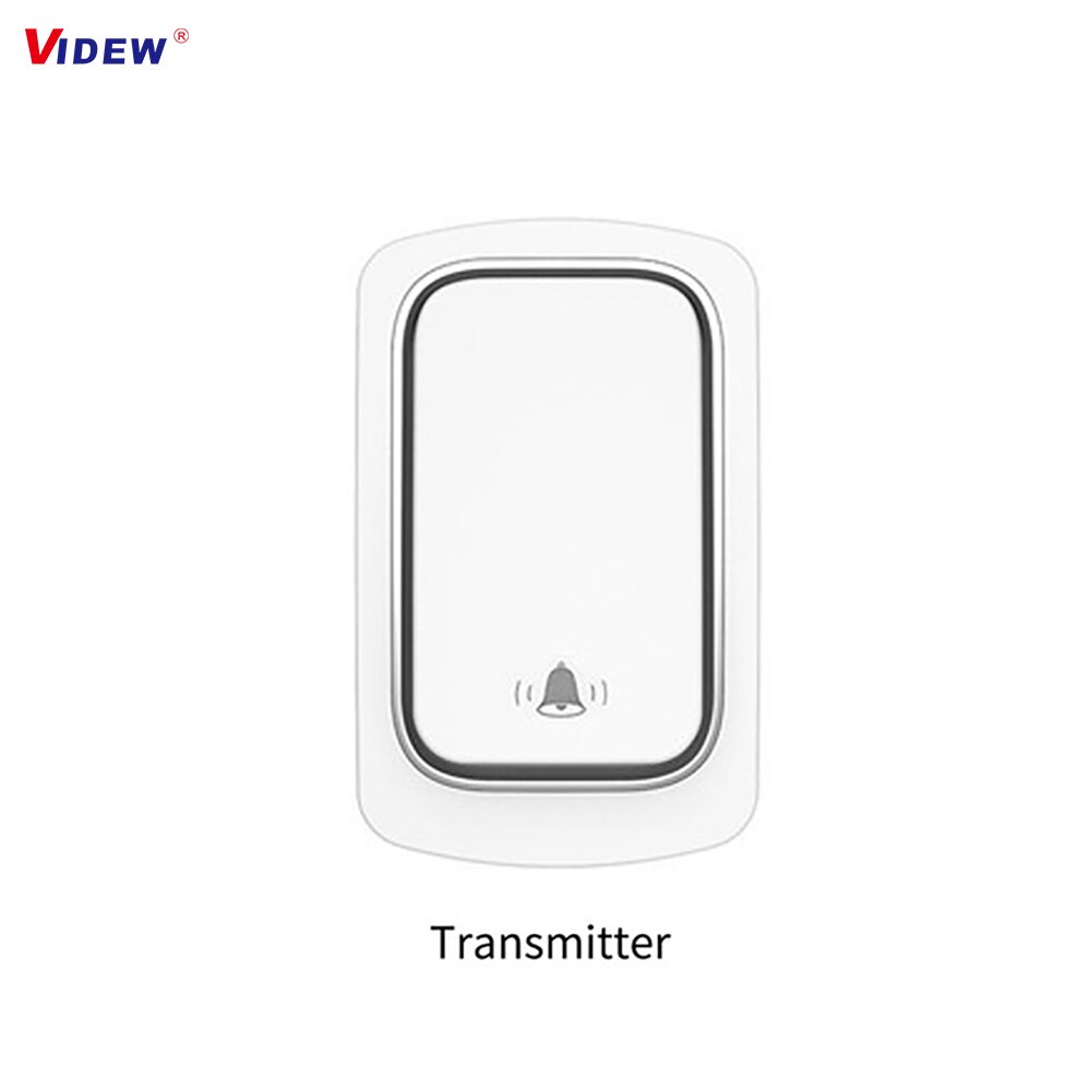 VIDEW Wireless Doorbell No Battery Required Doorbell with Chime IP68 Waterproof Self-Powered Door Bell Home Cordless Timbre Call: Button Only-White / UK plug