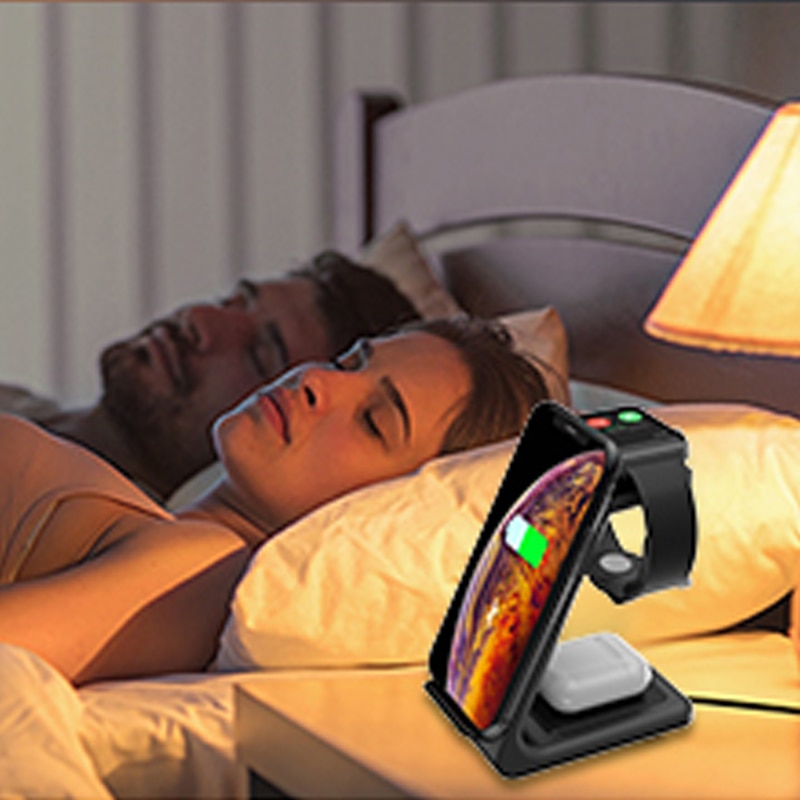 3 In 1 Draadloze Oplader Voor Apple Horloge 6/Se/5/4/3/2/1 44mm 40Mm 42Mm 38Mm Iphone Airpods Pro 10W Snelle Draadloze Lading Stand