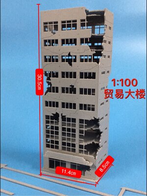 1:144 100 Proportion Resin Character Scene Layout Model War Damage In Assembly Multi-Storey Building Model: 1 100 C