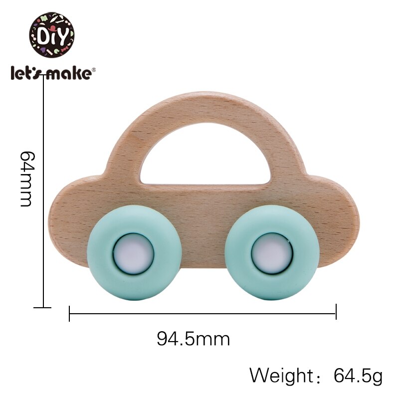 Let's Make 1Pc Leopard Car Wooden Teether Animal Car Ecofriendly Baby Crib Toy Wooden Baby Accessories Wooden Teether Toys: car