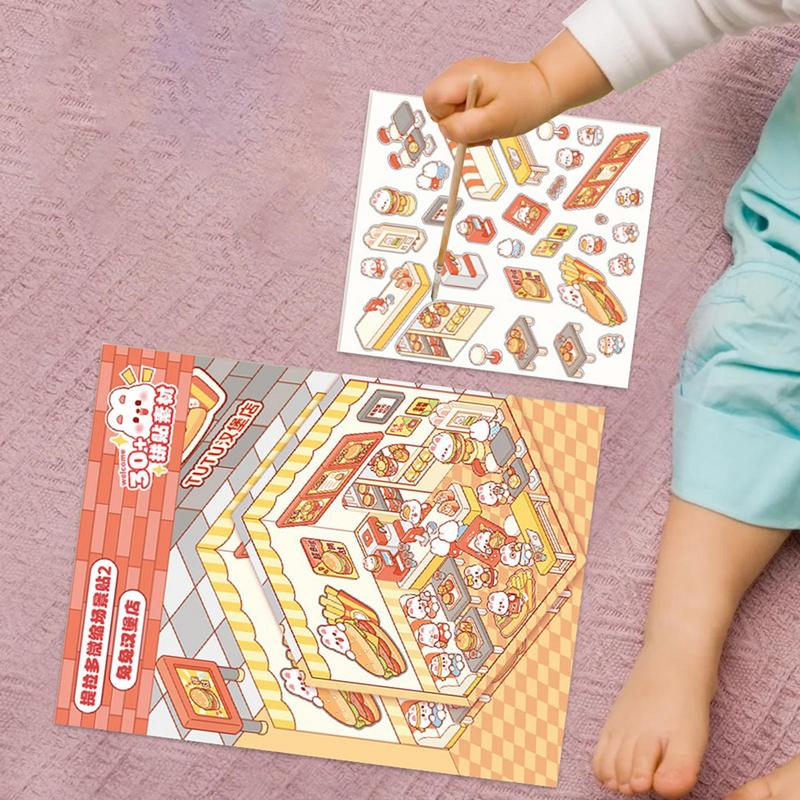 Make Your Own Scene Stickers Funny 3D Effect Sticker Safe Books Decoration Art Craft Supplies Cartoon House Decals Reusable Diar