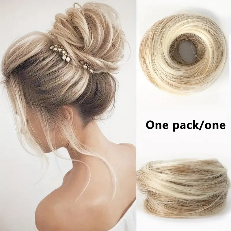 Moño básico para mujer, moño de pelo liso sintético para todas las personas, extensión de cabello de aspecto Natural para mujer: T1B/púrpura
