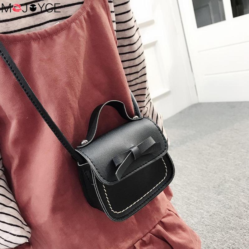 Bowknot PU Leather Mini Crossbody Bags Baby Girls Casual Messenger Bag Coin Purse Children Small Clutch Bags Simple Shoulder Bag