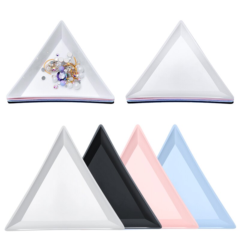 1 pièces pointillant Triangle plaque plateau manucure outil plaque pour strass bijoux Nail Art stockage support de la boîte conteneur manucure outil