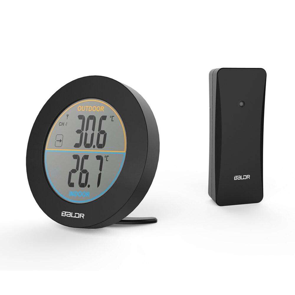 Baldr Wireless Thermometer Max/Min Records Trend Indicator Monitor LCD Display Digital Wall Table Temperature Meter Sensor: Black
