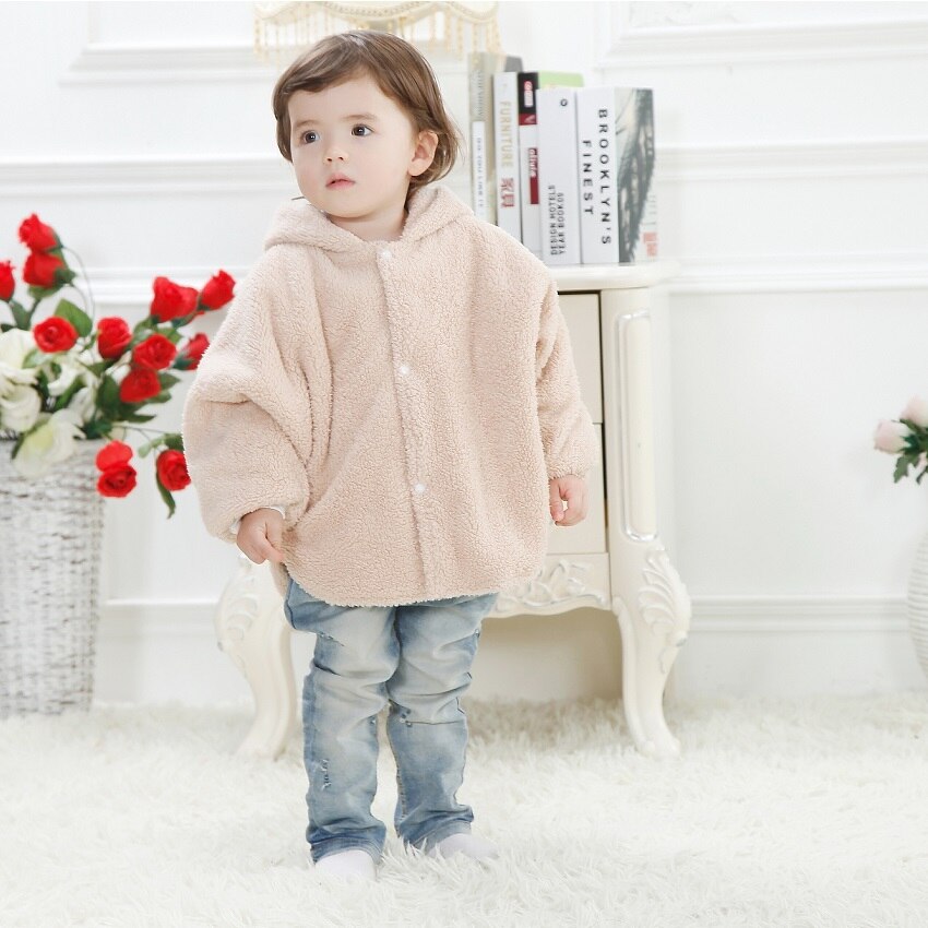 Hooyi Beige Baby Mäntel Mädchen der Kittel Oberbekleidung Vlies Mantel freundlicher Mantel Kaninchen Poncho Kap Jungen Outfits 0-3Jahre Dicken Umhang