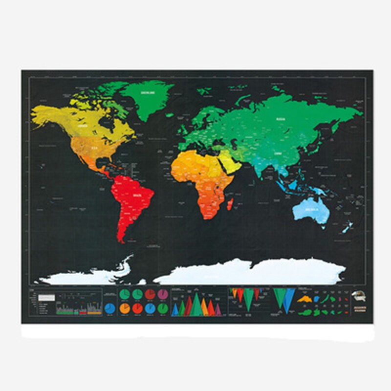 Mapa rascable negro de lujo, mapa del mundo, Mejor Decoración, escuela, suministros de papelería de oficina,