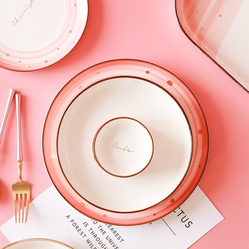 FANCITY Household fish dishes, ceramic dishes, lovely dishes, fruit dishes