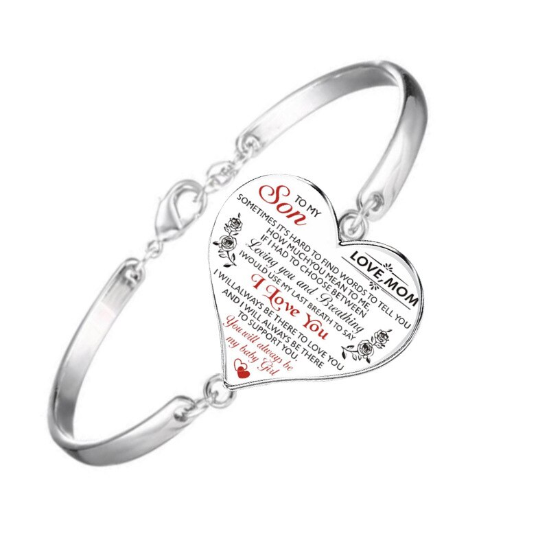 À ma fille femme petite-fille Bracelet amour coeur Bracelets porte-bonheur Bracelets pour femmes filles inspirant lettre bijoux: Mom to Son
