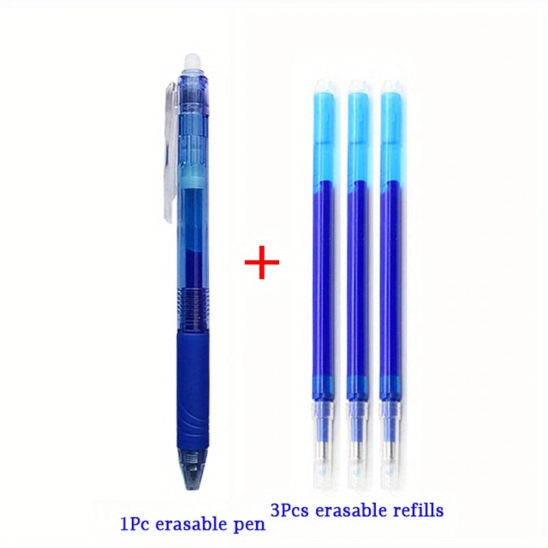 4pcs/set 0.7mm Magic Erasable Gel Pen Set 8 Colors Erasable Refill Rod Gel Ink Stationery Retractable Pens Washable Handle Rods: Blue