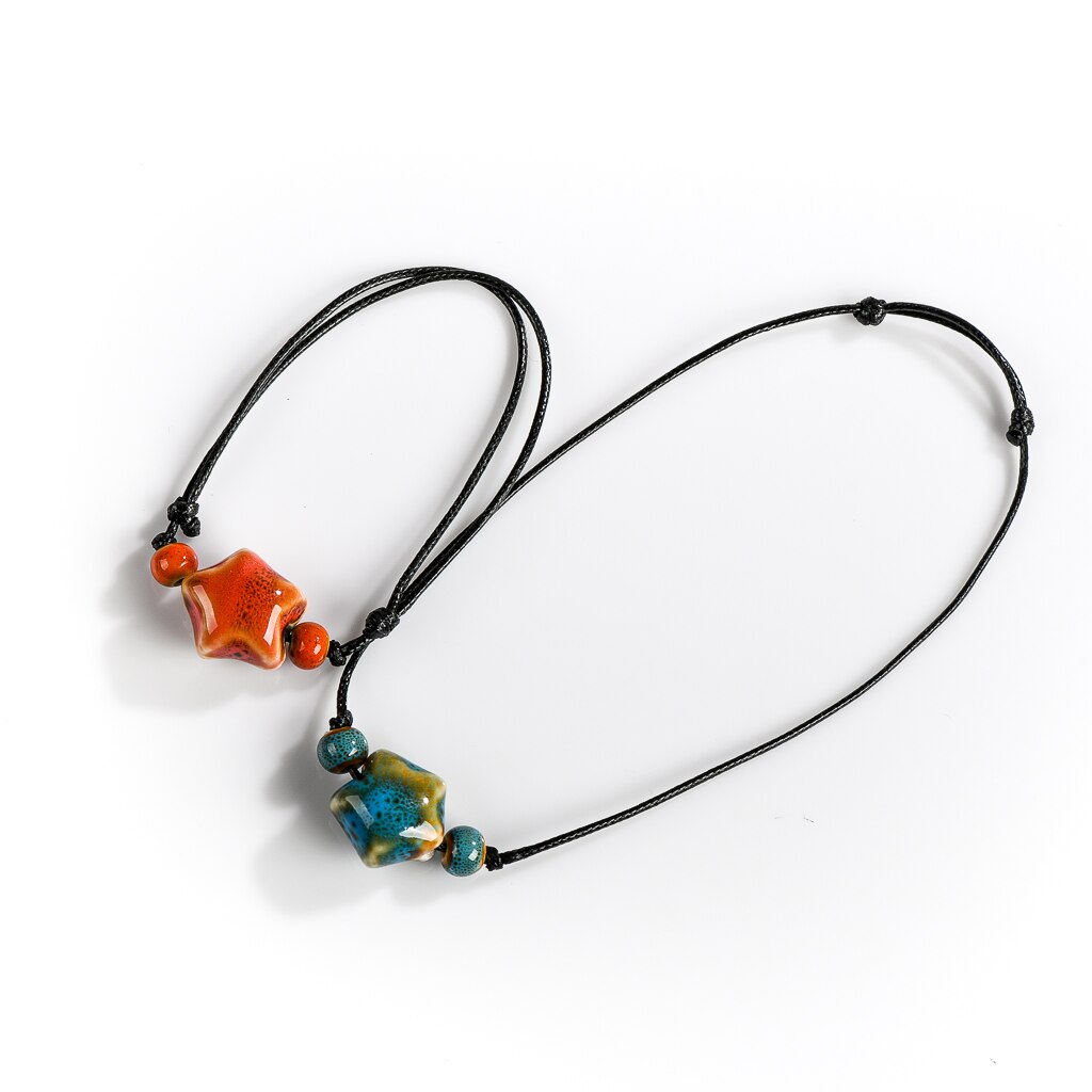 Bracelet de cheville en céramique, tissé à la main, étoile multicolore, Simple, 2 pièces, 40% de réduction, , XN598