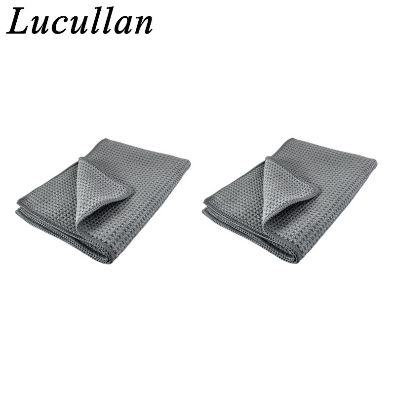 Lucullan Auto Care Super Water Magneet Microfiber Drogen Handdoek Wafel Weave Voor Autoglas Verf Schermreiniging: YELLOW