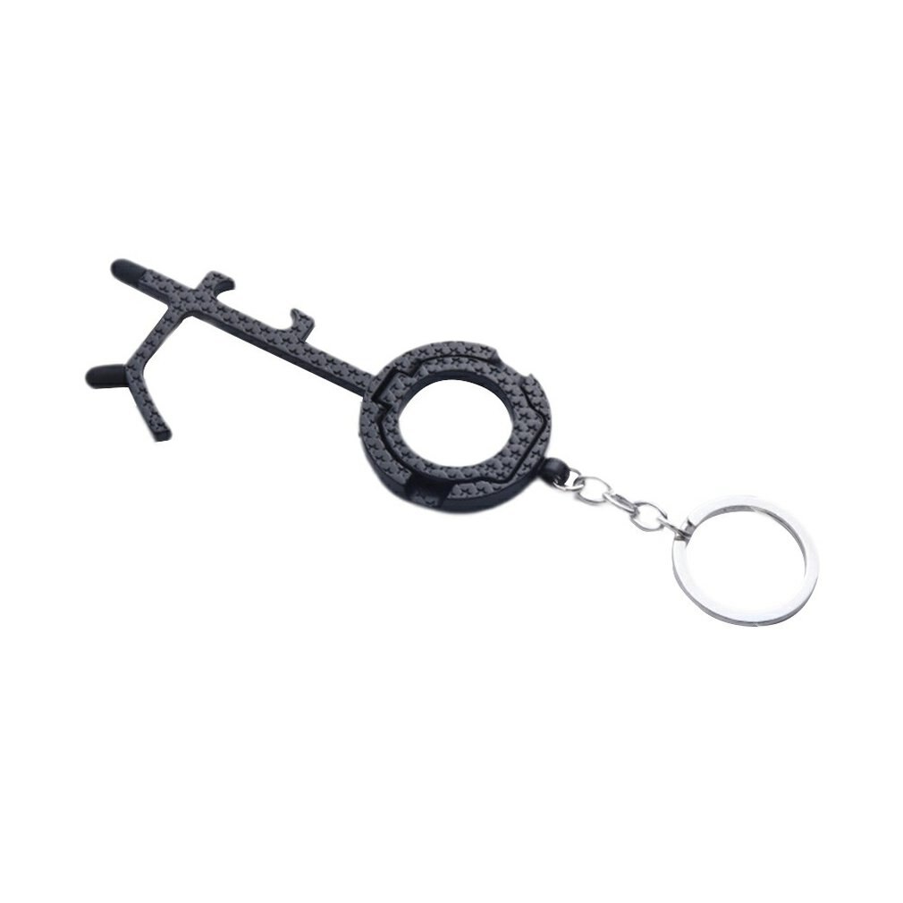 No-Touch Deuropener Lift Knop Contactloze Veiligheid Deur Opener Draagbare Key Bier Trigger Opening Deur: Black