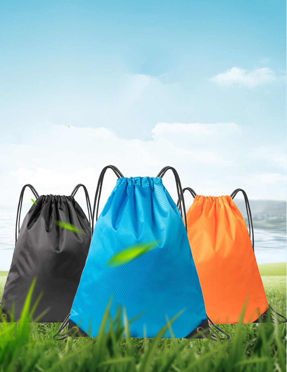 Foldable Backpack Drawstring Shop Pocket Hiking Camping Beach Swimming Bag Men Women Sports Bags
