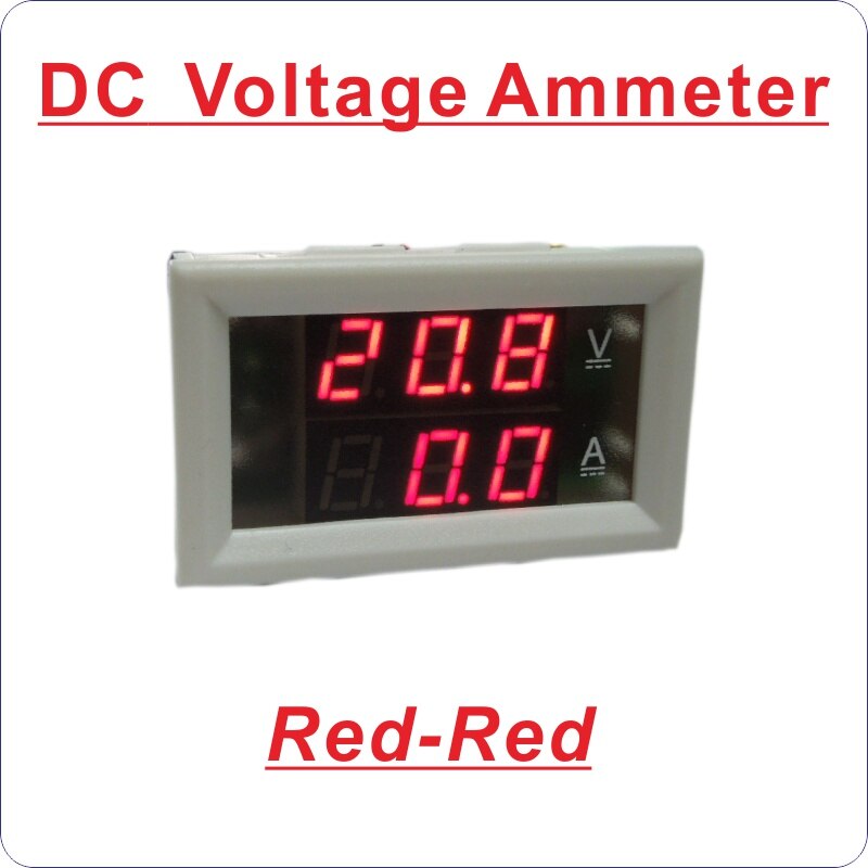 ! voltímetro de CC amperímetro de tres cables de CC, Metro del panel actual LED de 0,28 voltios, amperímetro de CC 3,5-30 V, amperímetro de 0-100A: White (Red-red)