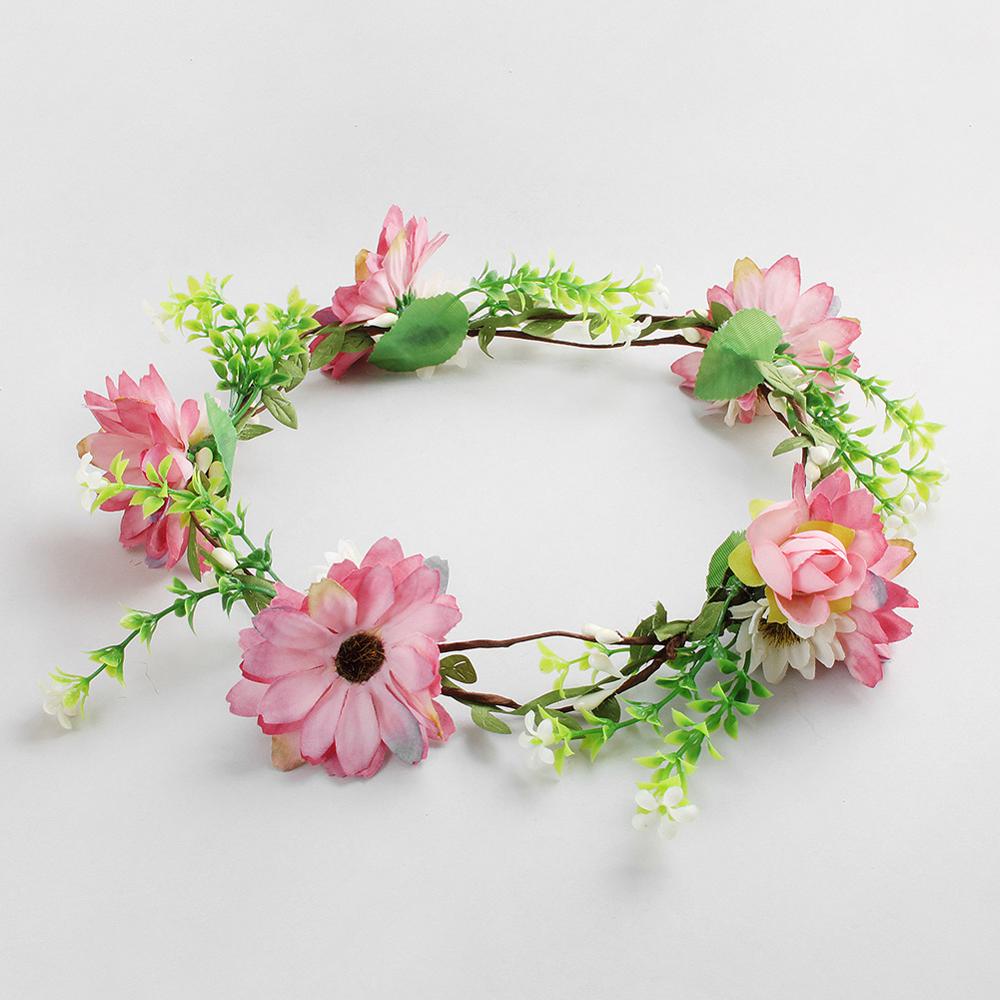 Cinta para cabeza de flores para mujer, guirnaldas de boda, accesorios para el cabello de corona Floral para novia, damas de honor, corona para el pelo: 7