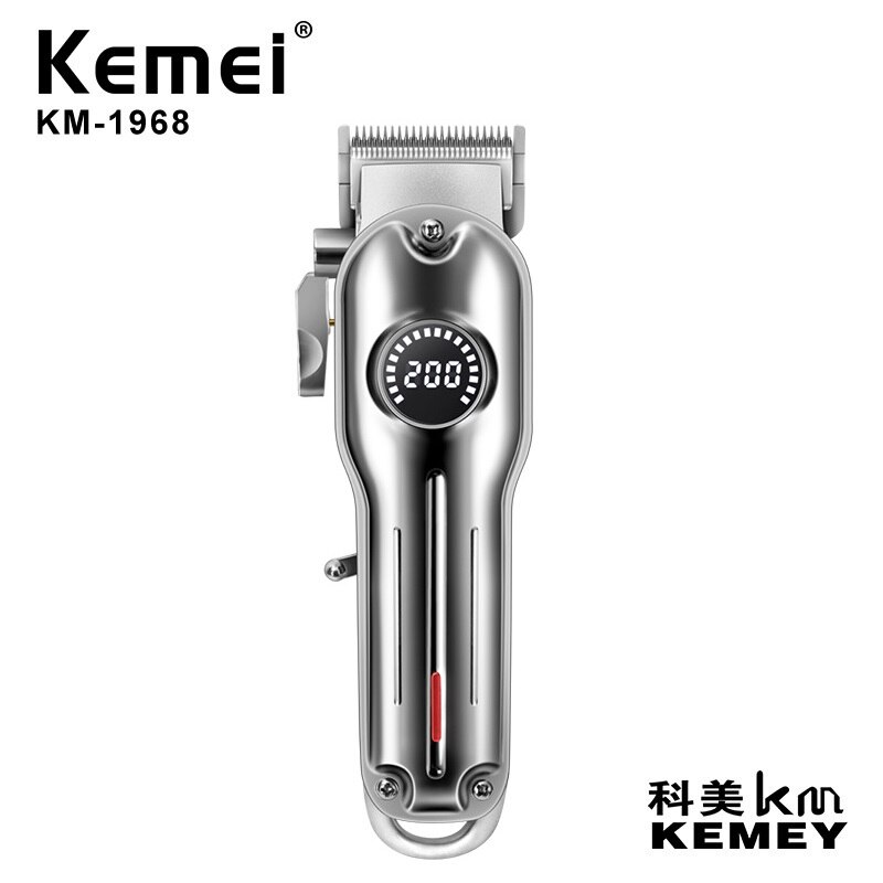 Kemei Alle Metall Professionelle Elektrische Haar Clipper Wiederaufladbare Haar Trimmer Haircut Rasur Maschine KM-1986 + PG KM-T9 KM-2024: KM-1968 silver