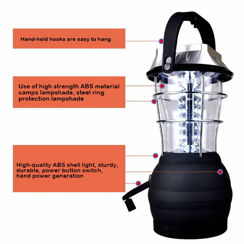 Solar Lantern 5 Mode Hand Crank Dynamo 36 LED Rechargeable Camping Lantern Emergency Light, Ultra Bright LED Lantern - Camping