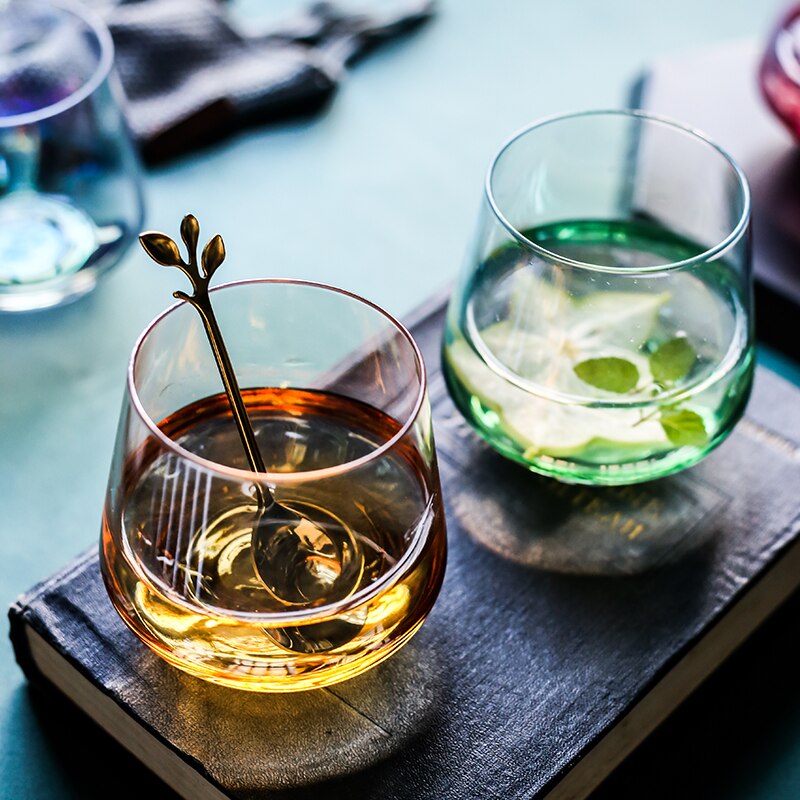 Runde vinglas krus og kopper kaffeglas whiskyglas kopper gennemsigtigt whiskyglas drikkeglas vand te kopper 350ml