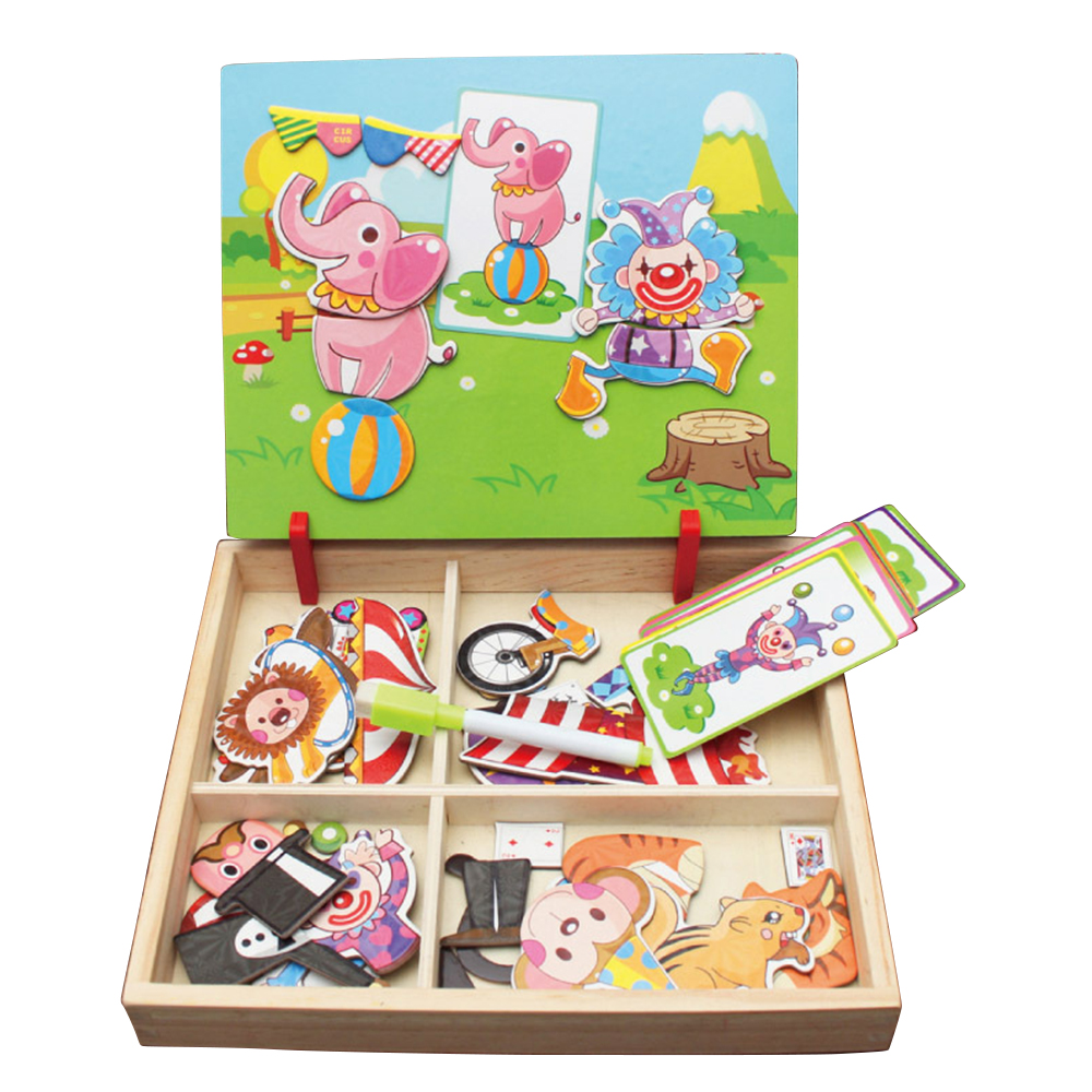 100 + Pcs Holz Spielzeug Magnetischen Puzzle fir Kinder 3D Puzzle Figur/Tiere/Fahrzeug//Verkehr/Passenden zeichnung Bord Lernen Holz Spielzeug