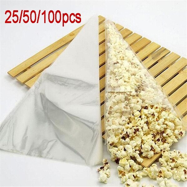 25/50/100Pcs Kerstcadeau Bloemen Wedding Party Popcorn Halloween Snoep Transparante Cellofaan Verpakking Zak