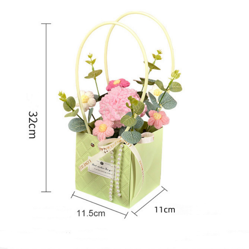 stijl gehaakte zonnebloemen rozen anjer pluche planten afgewerkt gebreide handtas boeketten Valentijn verjaardag afstudeercadeaus