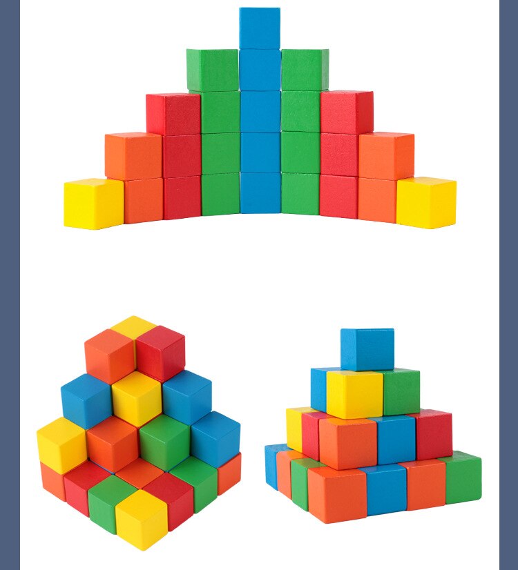 2X2CM Diy Kleurrijke Houten Cubes Dobbelstenen Bouwsteen Spel Voor Kinderen Vroeg Drukke Educatief Speelgoed